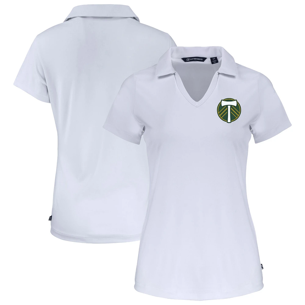 Women's Cutter & Buck White Portland Timbers Daybreak Eco Recycled V-Neck Polo