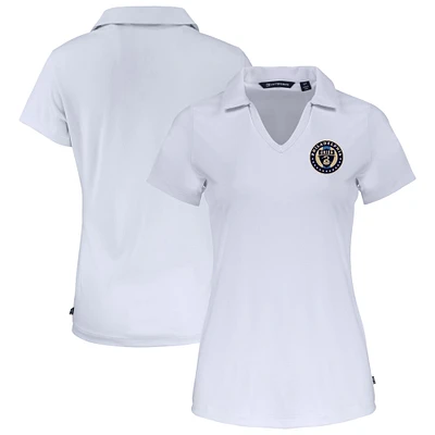 Women's Cutter & Buck White Philadelphia Union Daybreak Eco Recycled V-Neck Polo