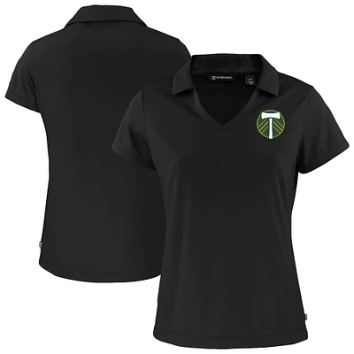 Women's Cutter & Buck Black Portland Timbers Daybreak Eco Recycled V-Neck Polo