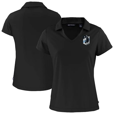 Women's Cutter & Buck Black Minnesota United FC Daybreak Eco Recycled V-Neck Polo