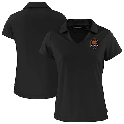 Women's Cutter & Buck Black Houston Dynamo FC Daybreak Eco Recycled V-Neck Polo