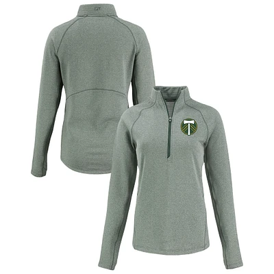 Women's Cutter & Buck Heather Portland Timbers Peshastin Eco Fleece Recycled Half-Zip Pullover Top