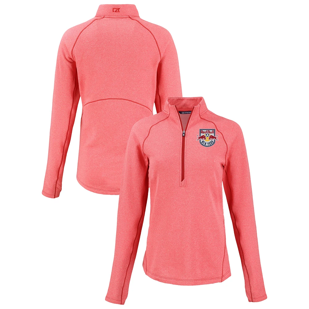 Women's Cutter & Buck Red New York Bulls Peshastin Eco Fleece Recycled Half-Zip Pullover Top