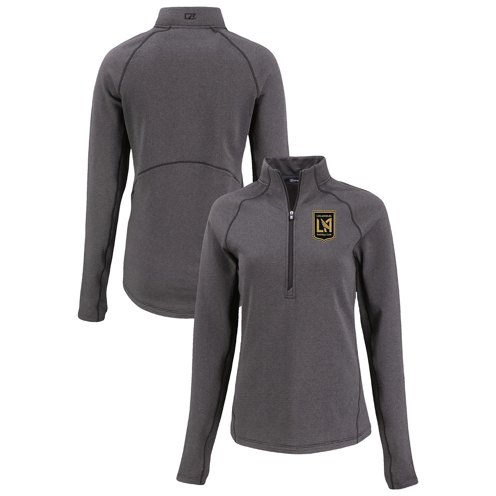 Women's Cutter & Buck Heather LAFC Peshastin Eco Fleece Recycled Half-Zip Pullover Top