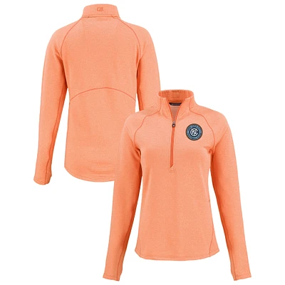Women's Cutter & Buck Heather New York City FC Peshastin Eco Fleece Recycled Half-Zip Pullover Top
