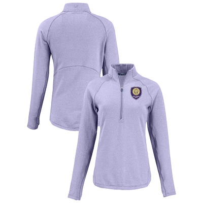 Women's Cutter & Buck Purple Orlando City SC Peshastin Eco Fleece Recycled Half-Zip Pullover Top