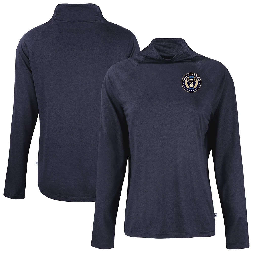 Women's Cutter & Buck Navy Philadelphia Union Coastline Epic Comfort Eco Recycled Funnel-Neck Top