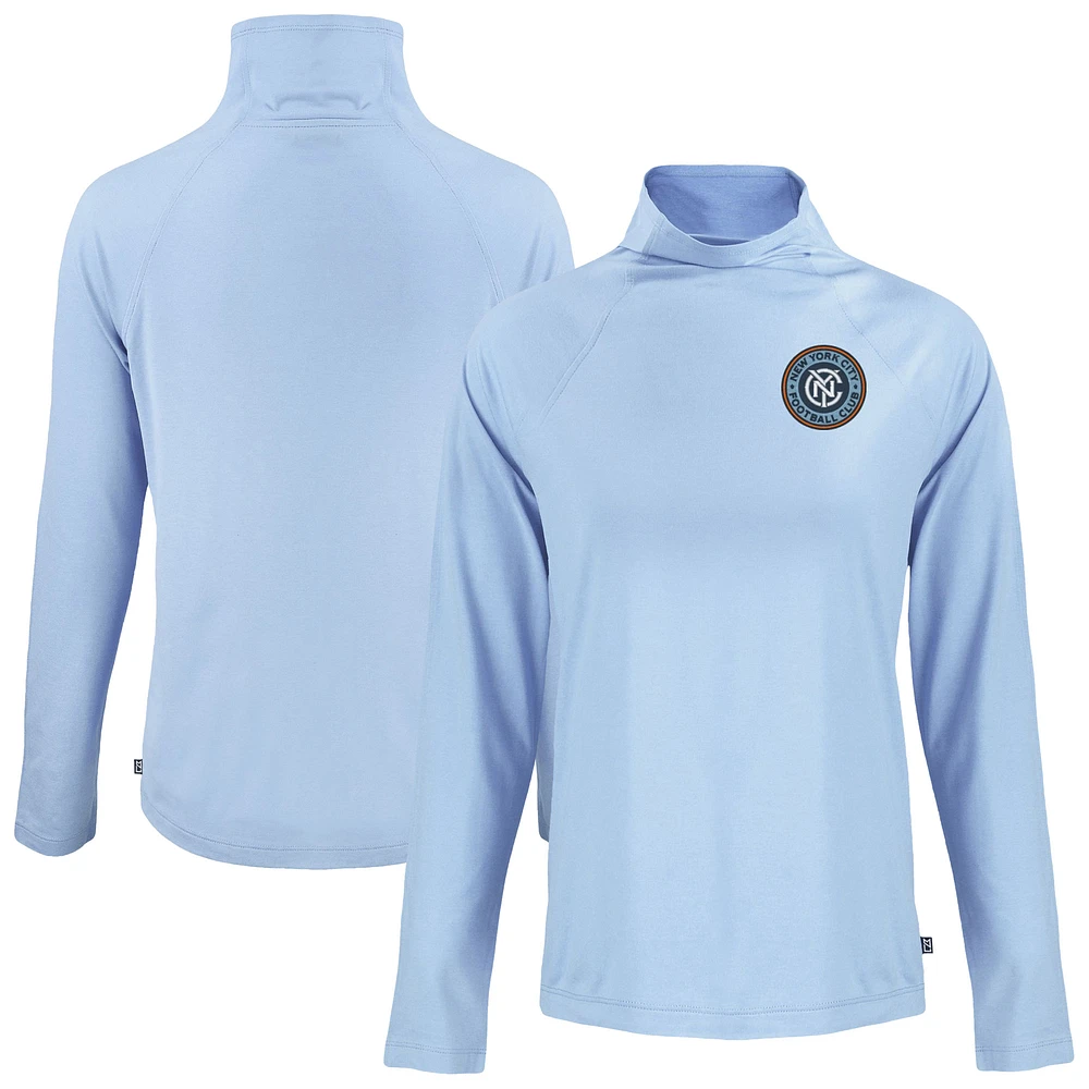 Women's Cutter & Buck Powder Blue New York City FC Coastline Epic Comfort Eco Recycled Funnel-Neck Top