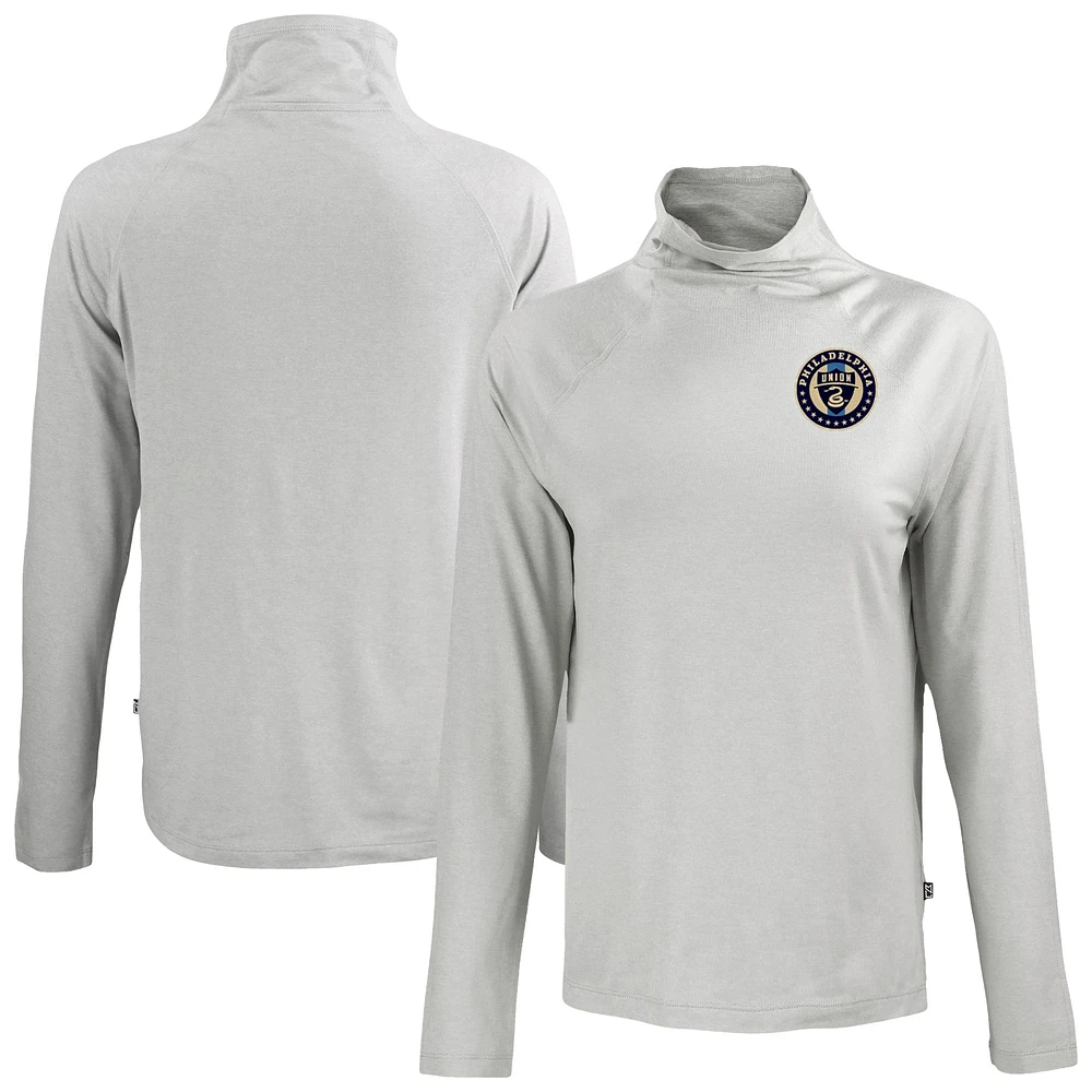 Women's Cutter & Buck Gray Philadelphia Union Coastline Epic Comfort Eco Recycled Funnel-Neck Top