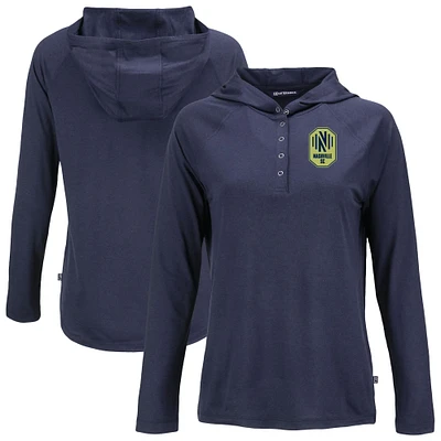 Women's Cutter & Buck Navy Nashville SC Coastline Epic Comfort Eco Recycled Quarter-Snap Raglan Hoodie Top