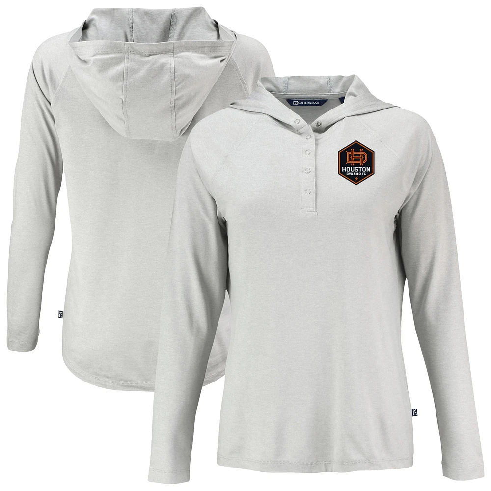 Women's Cutter & Buck Gray Houston Dynamo FC Coastline Epic Comfort Eco Recycled Quarter-Snap Raglan Hoodie Top