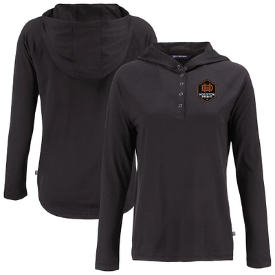 Women's Cutter & Buck Houston Dynamo FC Coastline Epic Comfort Eco Recycled Quarter-Snap Raglan Hoodie Top