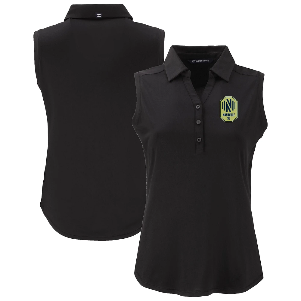 Women's Cutter & Buck Black Nashville SC Forge Eco Stretch Recycled Sleeveless Polo