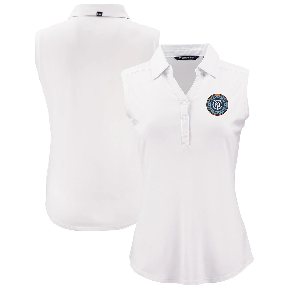 Women's Cutter & Buck White New York City FC Forge Eco Stretch Recycled Sleeveless Polo