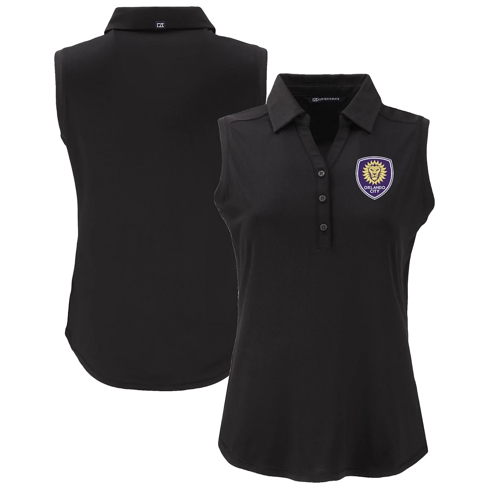 Women's Cutter & Buck Black Orlando City SC Forge Eco Stretch Recycled Sleeveless Polo