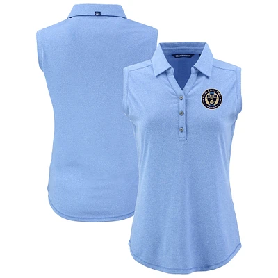 Women's Cutter & Buck Heather Powder Blue Philadelphia Union Forge Eco Stretch Recycled Sleeveless Polo