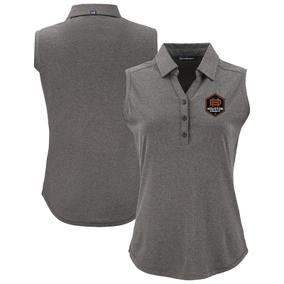 Women's Cutter & Buck Heather Black Houston Dynamo FC Forge Eco Stretch Recycled Sleeveless Polo