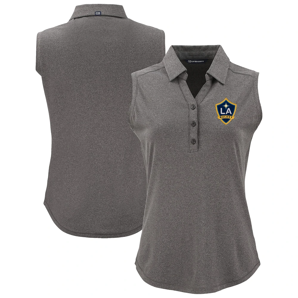 Women's Cutter & Buck Heather Black LA Galaxy Forge Eco Stretch Recycled Sleeveless Polo