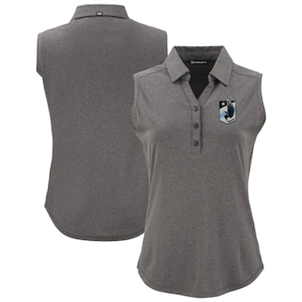 Women's Cutter & Buck Heather Black Minnesota United FC Forge Eco Stretch Recycled Sleeveless Polo