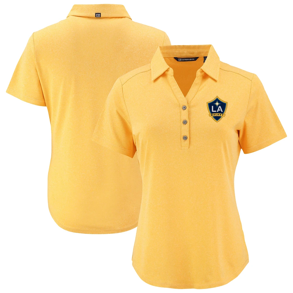 Women's Cutter & Buck Heather Gold LA Galaxy Forge Eco Stretch Recycled Polo