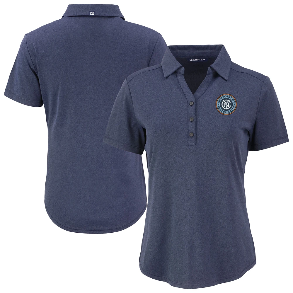 Women's Cutter & Buck Heather Navy New York City FC Forge Eco Stretch Recycled Polo