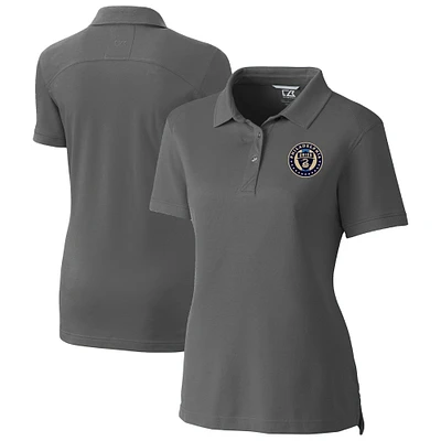 Women's Cutter & Buck Gray Philadelphia Union Advantage Eco Tri-Blend Pique Polo