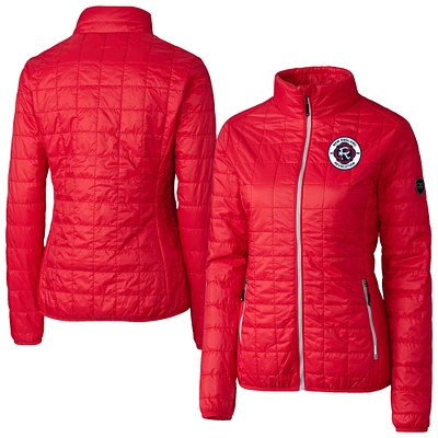 Women's Cutter & Buck New England Revolution Rainier PrimaLoft Eco Insulated Full-Zip Printed Puffer Jacket