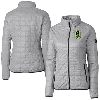 Women's Cutter & Buck  Gray Nashville SC Rainier PrimaLoft Eco Insulated Full-Zip Printed Puffer Jacket