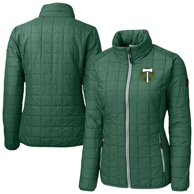 Women's Cutter & Buck Hunter Green Portland Timbers Rainier PrimaLoft Eco Insulated Full-Zip Printed Puffer Jacket