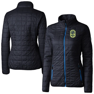 Women's Cutter & Buck Navy Nashville SC Rainier PrimaLoft Eco Insulated Full-Zip Printed Puffer Jacket