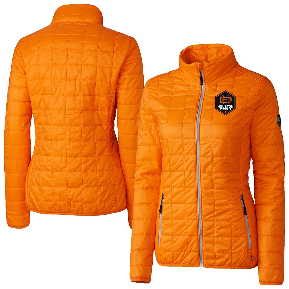 Women's Cutter & Buck Houston Dynamo FC Rainier PrimaLoft Eco Insulated Full-Zip Printed Puffer Jacket