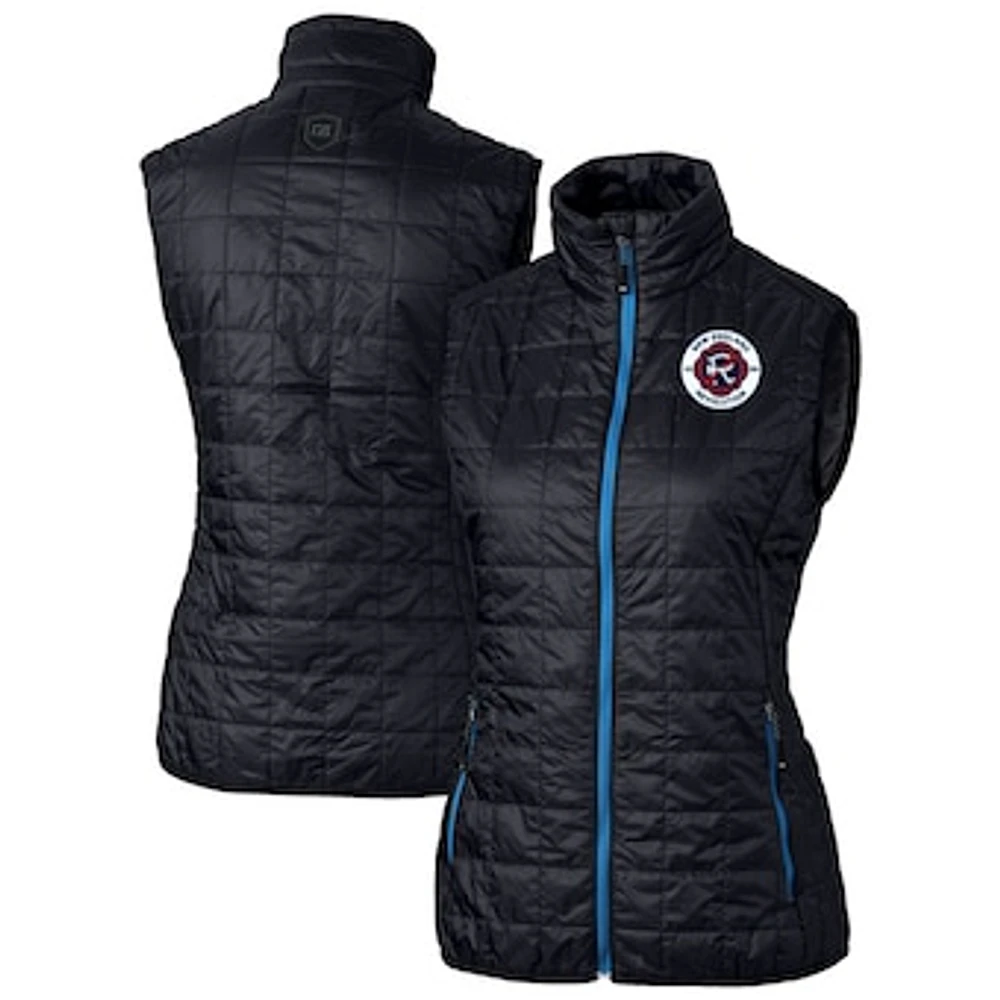 Women's Cutter & Buck Navy New England Revolution Rainier PrimaLoft Eco Insulated Full-Zip Printed Puffer Vest