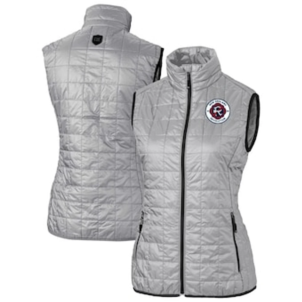Women's Cutter & Buck New England Revolution Rainier PrimaLoft Eco Insulated Full-Zip Printed Puffer Vest
