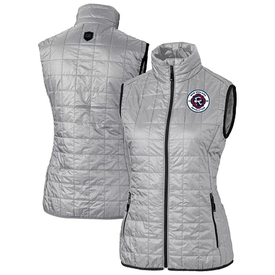 Women's Cutter & Buck New England Revolution Rainier PrimaLoft Eco Insulated Full-Zip Printed Puffer Vest