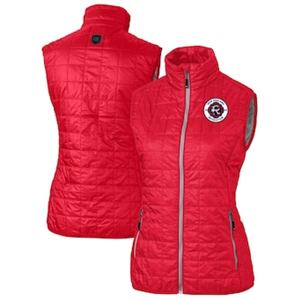 Women's Cutter & Buck New England Revolution Rainier PrimaLoft Eco Insulated Full-Zip Printed Puffer Vest