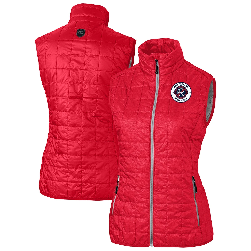 Women's Cutter & Buck New England Revolution Rainier PrimaLoft Eco Insulated Full-Zip Printed Puffer Vest