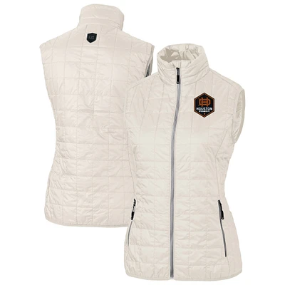 Women's Cutter & Buck Oatmeal Houston Dynamo FC Rainier PrimaLoft Eco Insulated Full-Zip Printed Puffer Vest