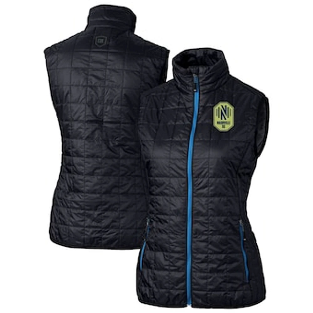 Women's Cutter & Buck Navy Nashville SC Rainier PrimaLoft Eco Insulated Full-Zip Printed Puffer Vest