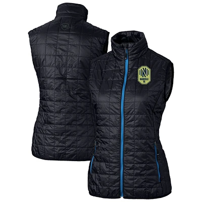 Women's Cutter & Buck Navy Nashville SC Rainier PrimaLoft Eco Insulated Full-Zip Printed Puffer Vest