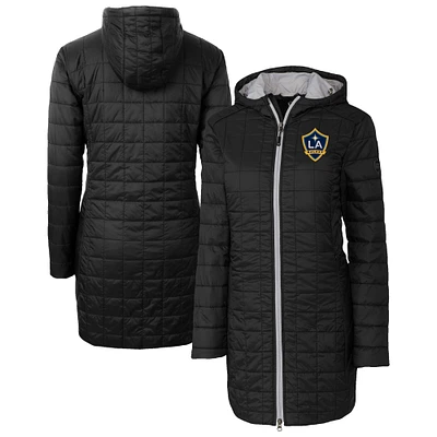 Women's Cutter & Buck Black LA Galaxy Rainier PrimaLoft® Eco Insulated Hooded Full-Zip Long Coat
