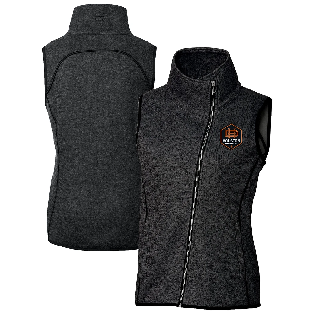 Women's Cutter & Buck Heather Houston Dynamo FC Mainsail Sweater-Knit Full-Zip Asymmetrical Vest