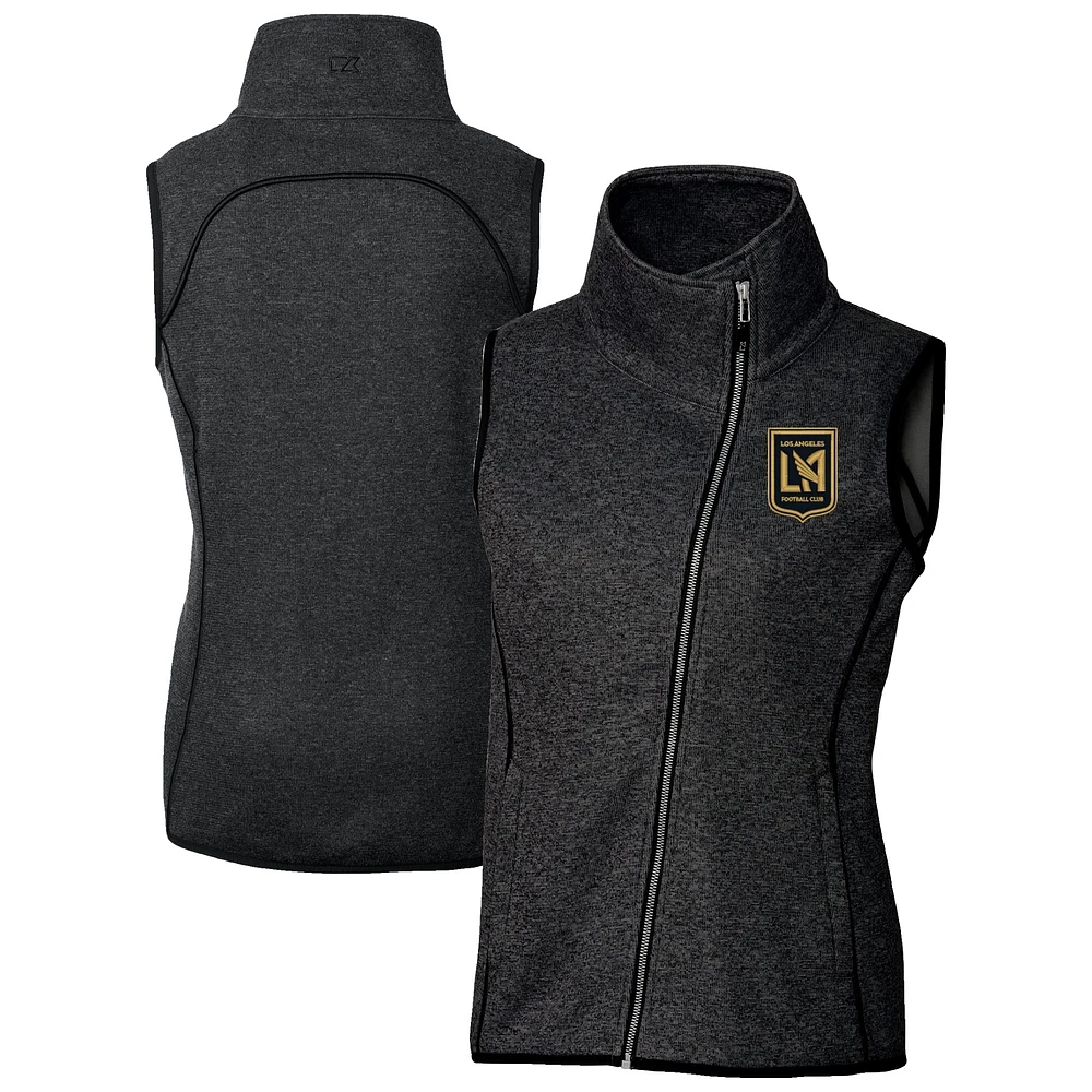 Women's Cutter & Buck Heather LAFC Mainsail Sweater-Knit Full-Zip Asymmetrical Vest