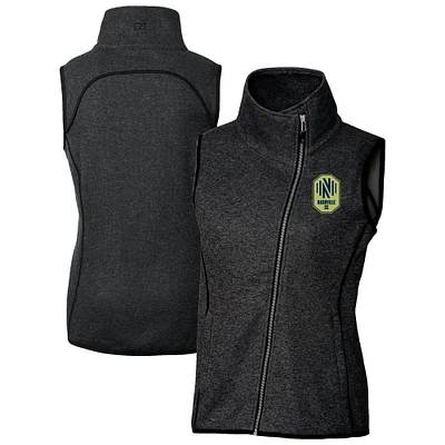 Women's Cutter & Buck Heather Nashville SC Mainsail Sweater-Knit Full-Zip Asymmetrical Vest