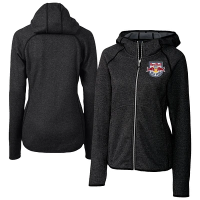 Women's Cutter & Buck Heather Charcoal New York Red Bulls Mainsail Sweater-Knit Full-Zip Jacket