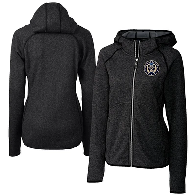 Women's Cutter & Buck Heather Charcoal Philadelphia Union Mainsail Sweater-Knit Full-Zip Jacket