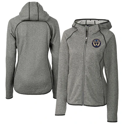 Women's Cutter & Buck Heather Gray Philadelphia Union Mainsail Sweater-Knit Full-Zip Jacket