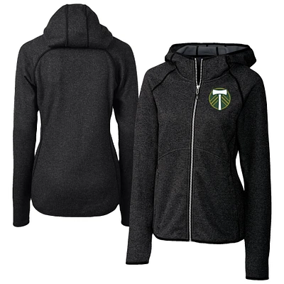 Women's Cutter & Buck Heather Charcoal Portland Timbers Mainsail Sweater-Knit Full-Zip Jacket