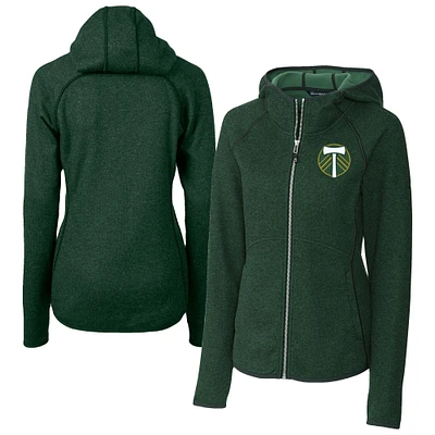 Women's Cutter & Buck Heather Portland Timbers Mainsail Sweater-Knit Full-Zip Jacket