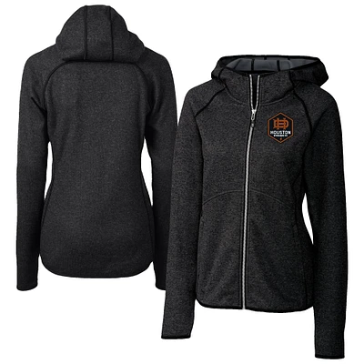 Women's Cutter & Buck Heather Charcoal Houston Dynamo FC Mainsail Sweater-Knit Full-Zip Jacket