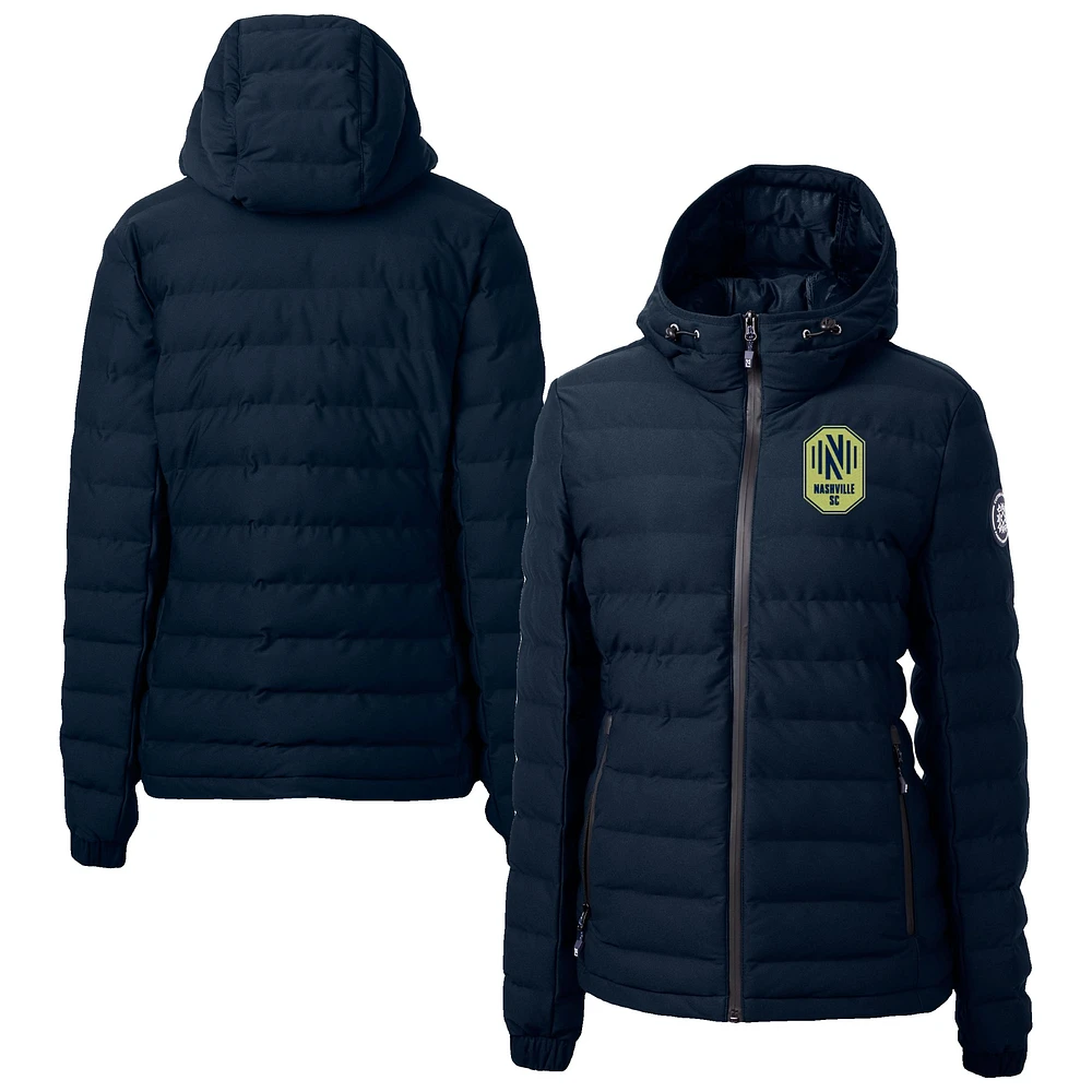 Women's Cutter & Buck Navy Nashville SC Mission Ridge Repreve Eco Insulated Hooded Puffer Jacket